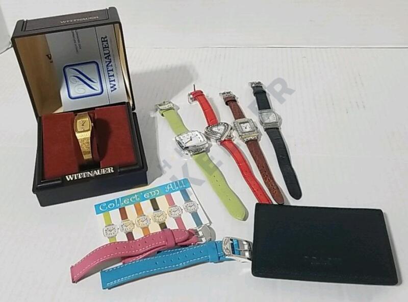 5 Ladies Watches, Extra Bands, and Coach Slim Clip Wallet