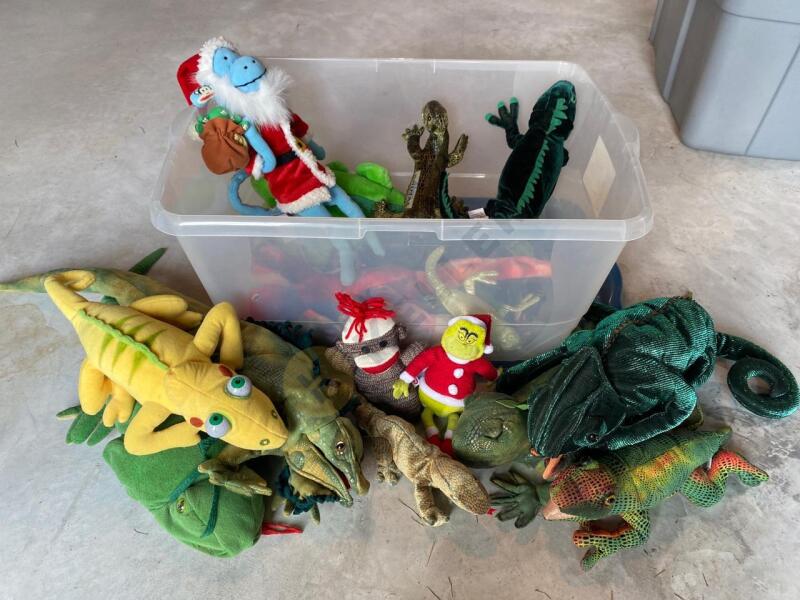Collection of Stuffed Lizards and More