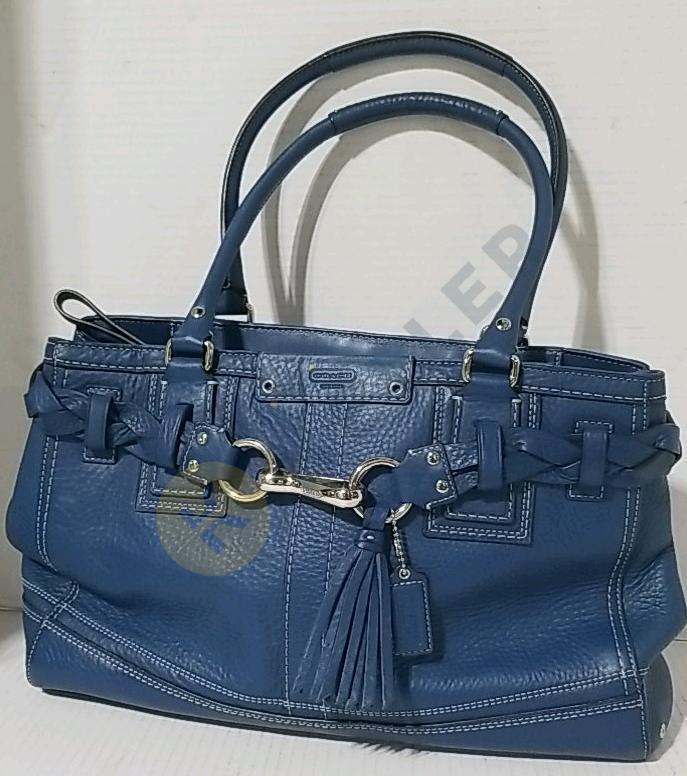 Coach Large Penelope Blue Pebbled Leather Bag