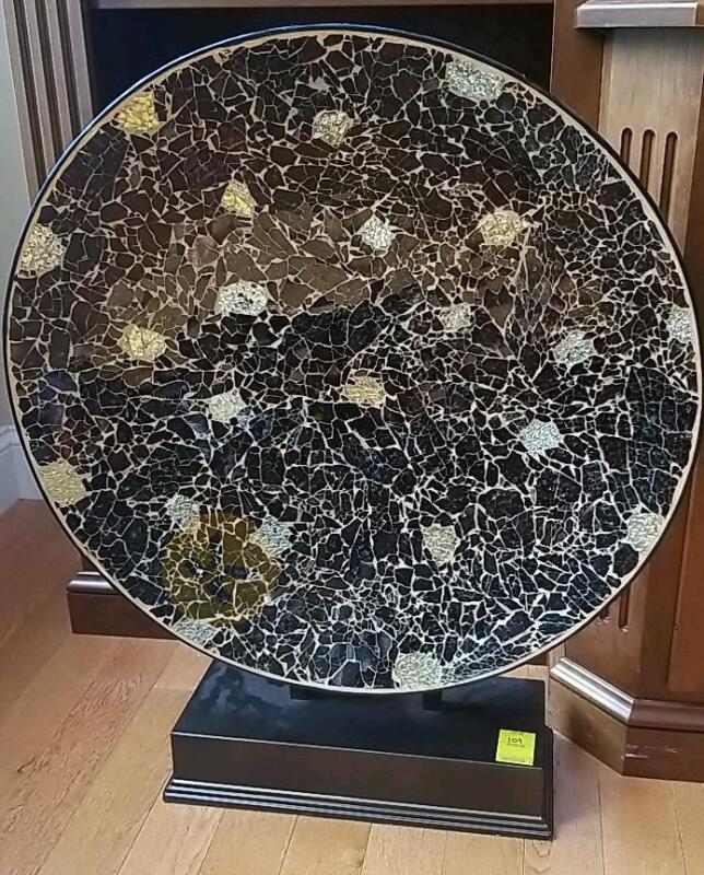 Decorative Glass Mosiac Plate on Metal Stand