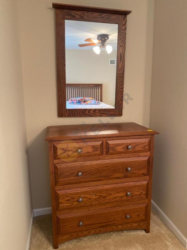 Daniel’s Amish Oak Dresser and Wall Mounted Mirror