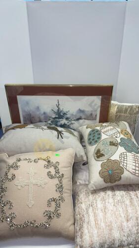 Pier 1 Throw Pillows and J. Stevens Weaver Framed Artwork