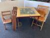 Wooden Card Table and 7 Wooden Folding Chairs