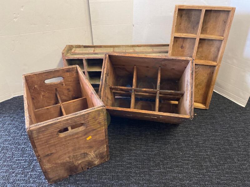 Vintage Wooden Crates and Shelf