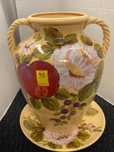 Waverly Tuscany Flowers Large Vase and Plate