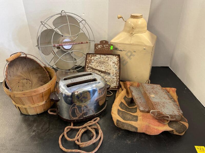 Vintage Westinghouse Toaster and Fan, Grain Scales, and More