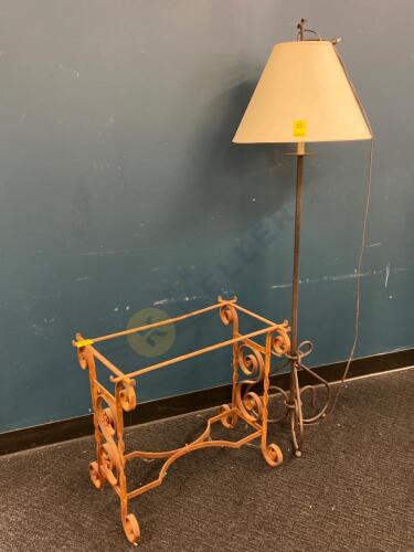 Decorative Wrought Iron Side Table Frame and Floor Lamp