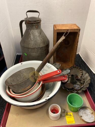 Milk Can, Enamelware, Skeleton Keys, and More