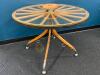 Wagon Wheel Glass Top Table