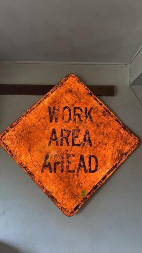 Metal "Work Area Ahead" Sign