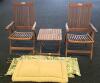 "Royal Teak Danish Tradition" 2 Folding Chairs, Folding Side Table, And Chair Pads