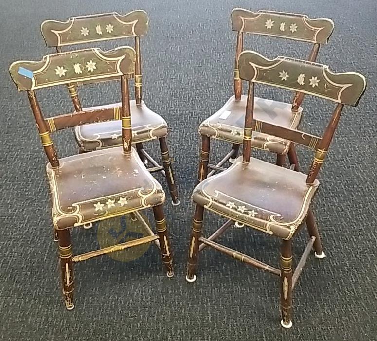 Four Wood Painted Chairs