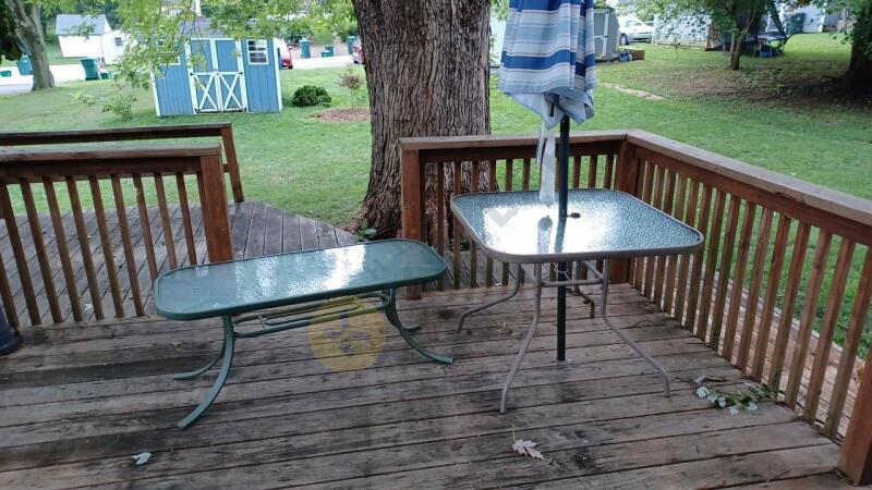 Patio Table with Umbrella and Coffee Table