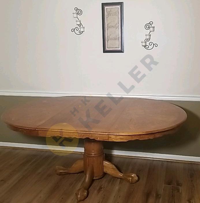 Wooden Pedestal Table With Carved Ball & Claw Feet and More