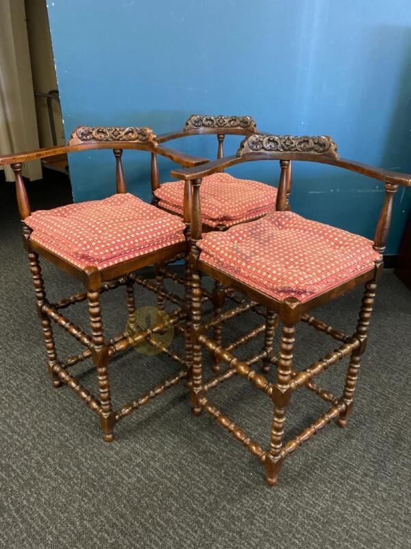 3 Early 20th Century English Renaissance Walnut Stools