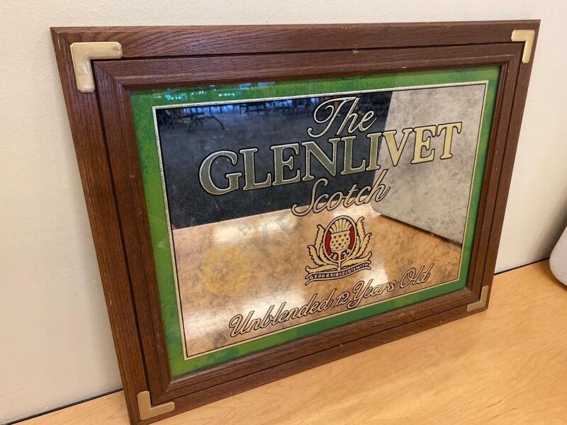 Glenlivet Scotch Framed Mirror Bar Sign