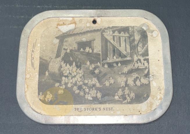 Antique Metal Framed “The Stork’s Nest” Postcard