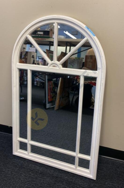 Arched Wood Window Style Framed Mirror