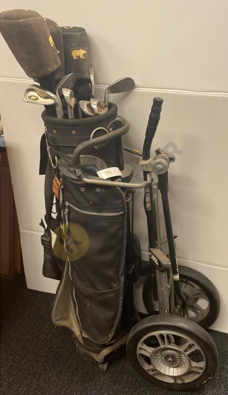 Golden Bear Golf Clubs with Rolling Cart