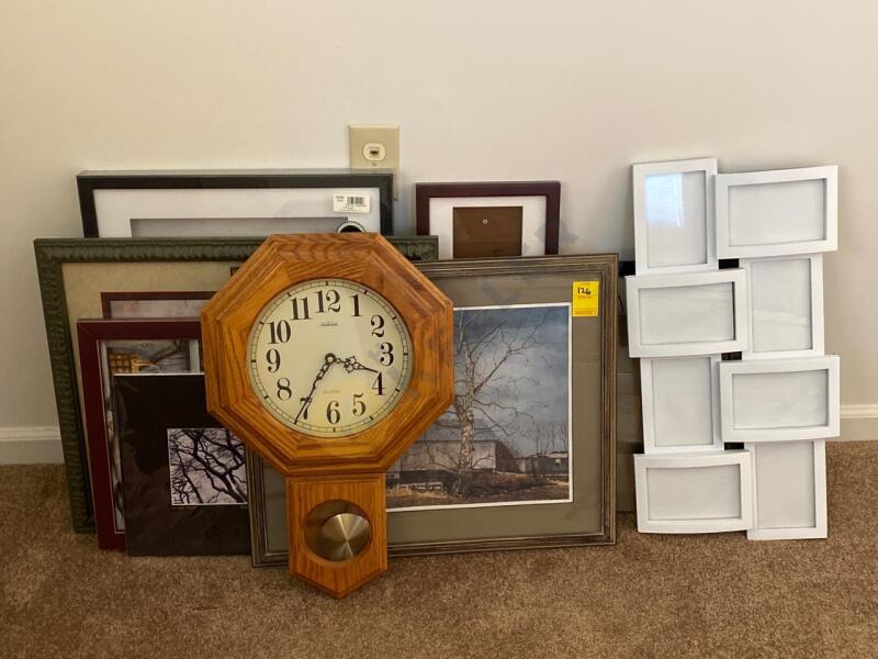 Wall Clock and Framed Prints