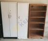 2 Metal Storage Cabinets and Wooden Bookshelf