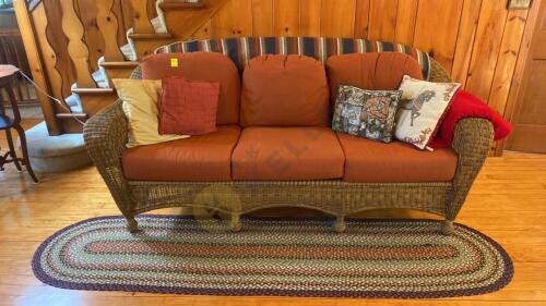 Wicker Sofa, Braided Rug and More