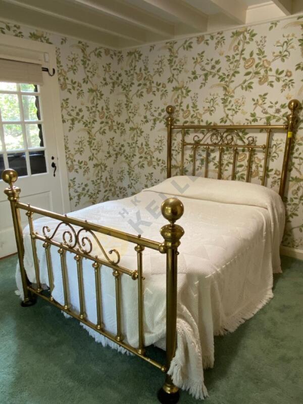 Vintage Brass Full Size Headboard and Footboard