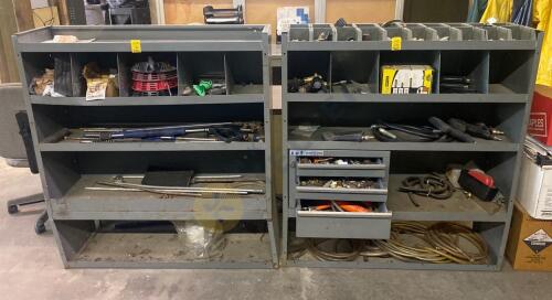 2 Adrian Steel Industrial Shelves With Contents