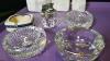 Pair of Ribbed Crystal Candle Holders, Crystal Lighter, Crystal Ashtrays, And More - 13