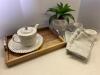 Small Tea Set and Artificial Plant