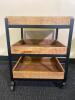 Farmhouse Style Wood And Metal Rolling 3 Shelf Storage Cart Style Side Tables - 2