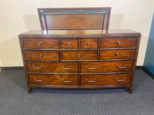 Walnut Finish Dresser and Mirror by Hooker Furniture Company