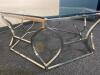 Hexagon Glass Top Metal Frame Cocktail Table - 3