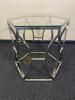 Hexagon Glass Top Metal Frame Side Table