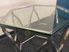 Hexagon Glass Top Metal Frame Side Table - 3