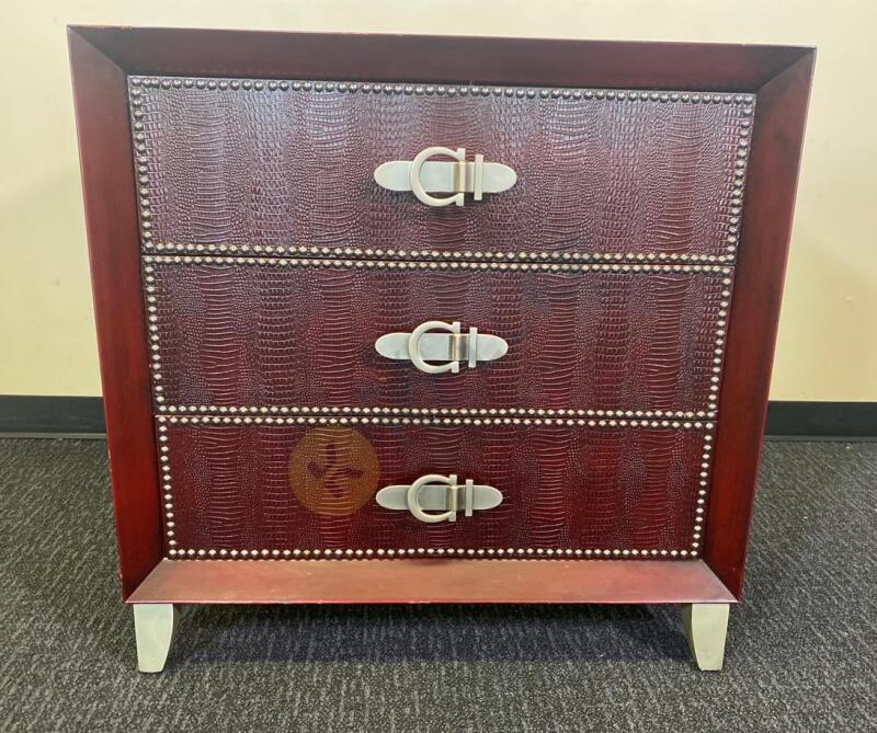 Hooker Wooden Chest of Drawers With Belt Buckle Handles And Nailhead Accents