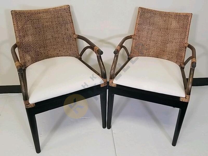 Pair of Rattan Upholstered Chairs by Safavieh