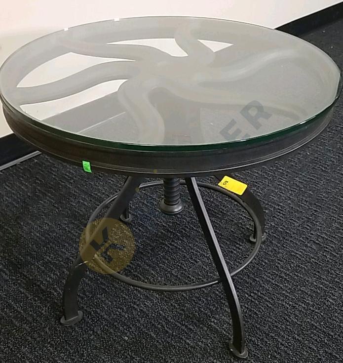 Industrial Style Glass Top Side Table
