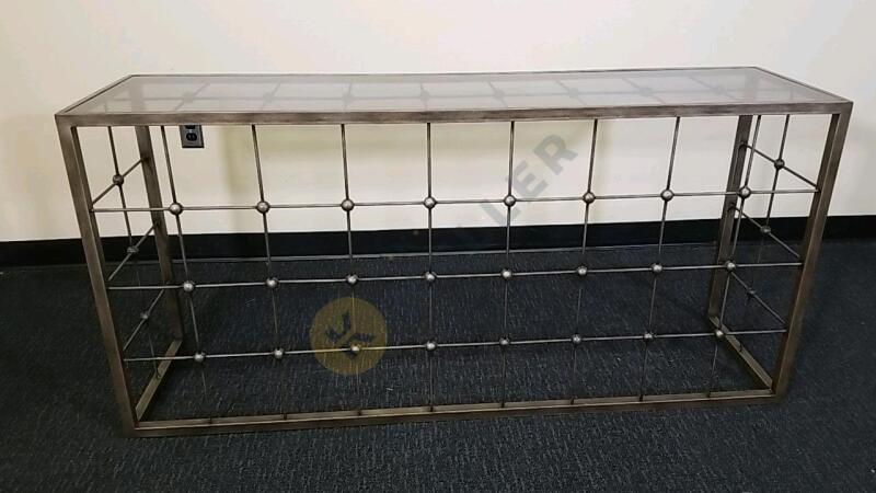Metal and Glass Top Sofa Table by Thomasville