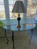 Glass Top Half Moon Console and Table Lamp