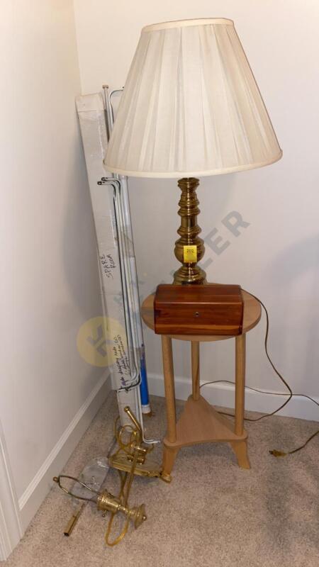 Brass Lamp, Wall Light, Plant Stand, and More