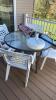 Round Outdoor Glass Top Table, Chairs, and Umbrella - 8