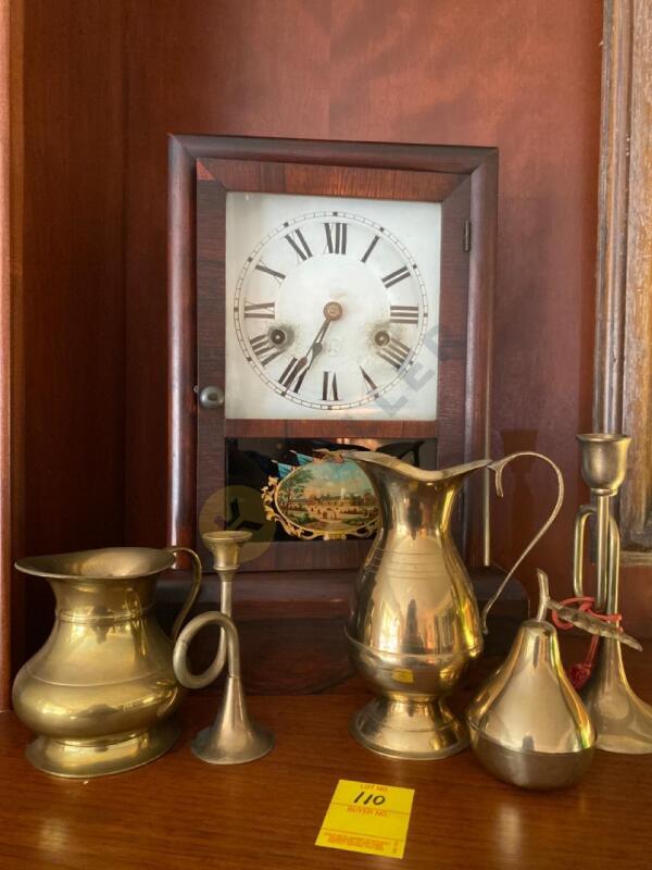 Centennial Seth Thomas Clock, Brass Candlestick Holders, and More