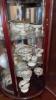 3 Miniature Wood and Glass Display Cabinets and Miniature China - 3