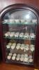 3 Miniature Wood and Glass Display Cabinets and Miniature China - 4