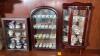 3 Miniature Wood and Glass Display Cabinets and Miniature China - 9