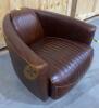 Leather Swivel Lounge Chair with Chrome Base - 3