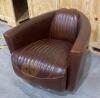 Leather Swivel Lounge Chair with Chrome Base - 4