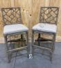 2 Taupe Rattan Barstools