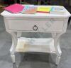 White Accent Table with Drawer